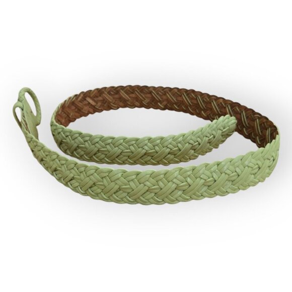 Talbots Light Green Genuine Leather Braided Belt S NWOT - Picture 2 of 8